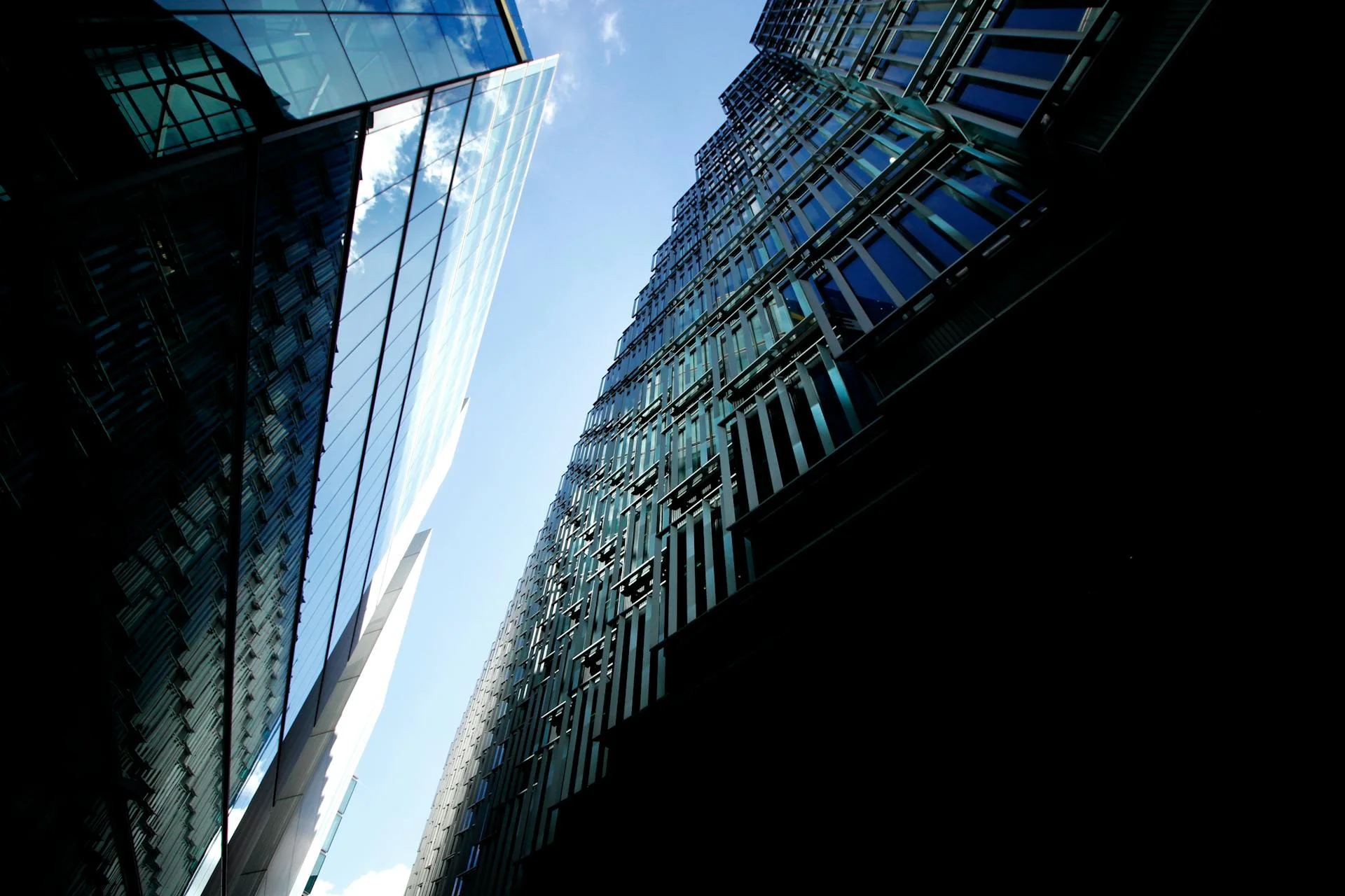 Two London buildings in shadow